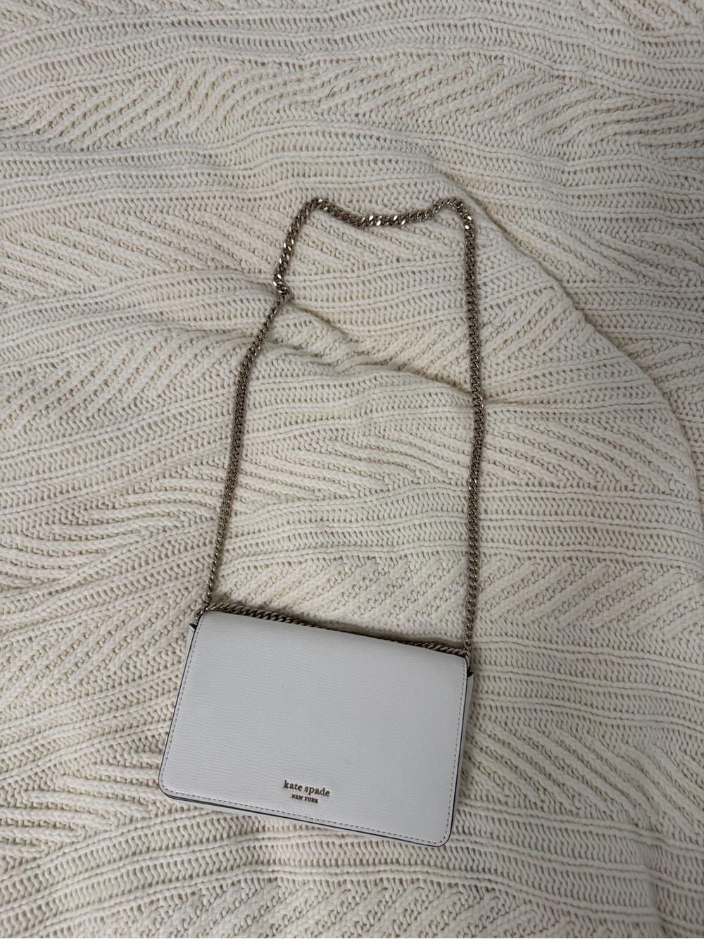 kate spade White Leather Crossbody Wallet on Chain Bag